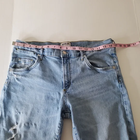 Agolde Light Wash Distressed Boyfriend Jeans - Picture 10 of 13